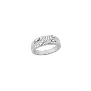   Sterling Silver Diamond Accent Couples Wedding Band (2 Names) tungten