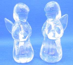 Pair Hand Blown Glass ANGEL FIGURINES Twos Company  