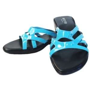  Shiny Turquoise womens slip on sandal slide size 9M 