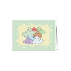 Baby Congratulations   Patchwork Bunnies Card