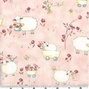  45 Wide My Sweet Baby Lambs Pink Fabric By The Yard 