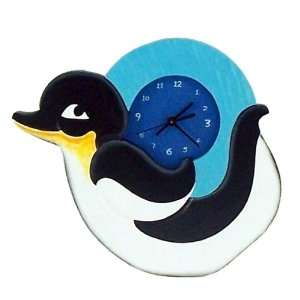  Penguin Wall Clock Handpainted   Limited Edition Baby
