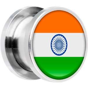  16mm Stainless Steel India Flag Saddle Plug Jewelry