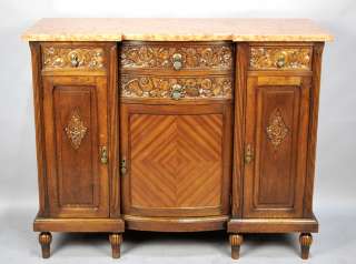 MARBLE TOPPED FRENCH ART DECO SERVER SIDEBOARD THREE DOORS TWO DRAWERS 