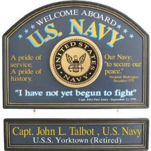 Navy   I Have Not Yet Begun to Fight w/ 3D Emblem   Personalized 18x24