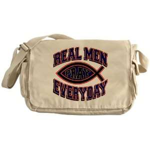  Khaki Messenger Bag Real Men Pray Every Day Everything 