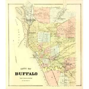 BUFFALO NEW YORK (NY) LANDOWNER MAP 1866 