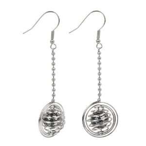 Womens Earrings with a Long Bead Chain Attached To a Coiled Cage That 