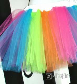 Neon Pastel Rainbow Striped TuTu Tulle Retro 80s Decora  
