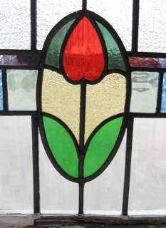 Antique Stained Glass Window Arts n Crafts Ruby Tulip  