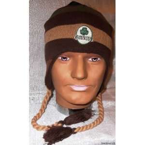  GUINNESS Beer Brown Striped Knitted Laplander Beanie CAP/HAT 