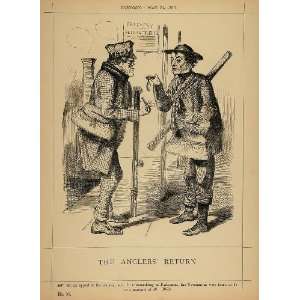   Cartoon Disraeli Anglers   Original Halftone Print