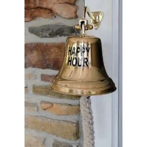 Happy Hour Engraved Brass Bartending Bell   4.5 pounds  