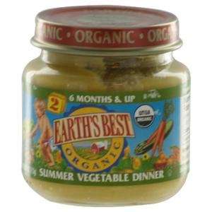 Earths Best Organic 6+ Months Summer Vegetable Dinner Baby Food   4 