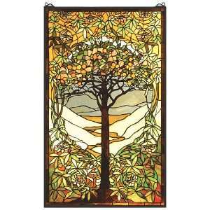   Tree of Life Tiffany Rectangular Stained Glass Window Pane from the