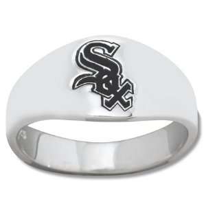 Chicago White Sox MLB Sterling Silver Logo Gents Enamel Band Ring Size 