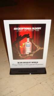 New ABSOLUT Vodka Table Tent & ABSOLUT BLOODY Insert  