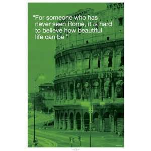  Rome Italy Colosseum City Quote Travel Poster 24 x 36 