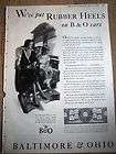 1930 Rubber Heels On B&O Baltimore & Ohio Railroad Ad