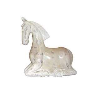    White Tribal Hand Carved Horse from Thailand