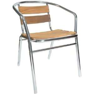  Norden Outdoor Aluminum Stacking Arm Chair with Teak Seat 