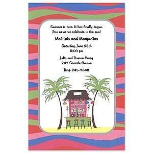 Tiki Hut Bar Beach and Pool Party Invitations