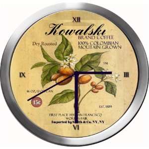  KOWALSKI 14 Inch Coffee Metal Clock Quartz Movement 