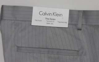   98 CALVIN KLEIN CK MENS THE DYLAN TRAVER DOVE GREY STRIPES PANTS NEW