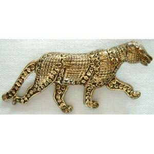   Inspired Gold Tone Jaguar Cougar Animal Pin Brooch 