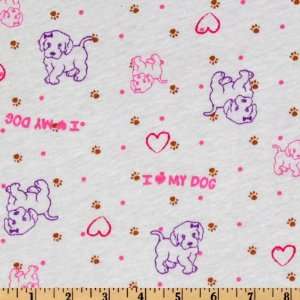  60 Wide Rayon Blend Jersey Knit Puppies Pink/Purple 