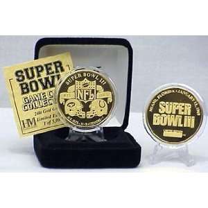  24kt Gold Super Bowl III flip coin 