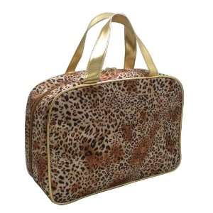   Design International Large Leopard Print Makeup Cosmetic Travel Bag