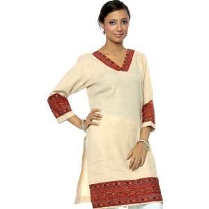  Plain Fawn Wool Tunic Kurti from Kullu   Pure Wool 