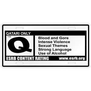 New  Qatari Only / E S R B Parodie Qatar License Plate Country