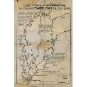 Civil War Map The siege of Vicksburg, its approaches by Yazoo Pass and 