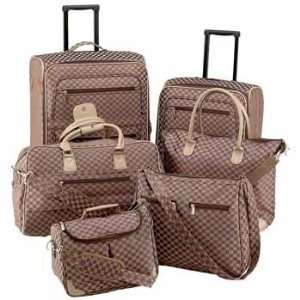  6PC BROWN TAPESTRY LUGGAGE SET