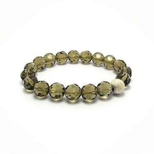  Fashion Beaded Stretch Bracelet with Grey Faceted Crystal Beads 