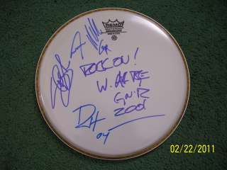 Guns & Roses AXL ROSE SLASH DUFF STEVEN Signed Autographed Drumhead 