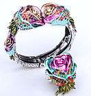 Multi swarovski crystal flower bracelet ring set 39;matching brooch 