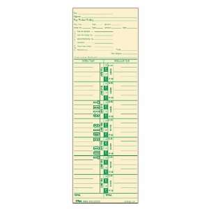 TOPS Time Cards, 3.5 x 10.5 Inch, Green Ink Front, Weekly Format, 100 