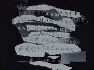Armani Exchange Torn Logo T Shirt Black NWT  