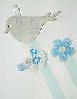 baby toddler girl blue white bird hair clip holder display