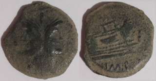 Roman Republican bronze As; Sextus Pompey; Janus heads; REDUCED PD 