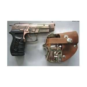   GUN and LASER POINTER Belt Buckle Combo in Leather holster hand gun