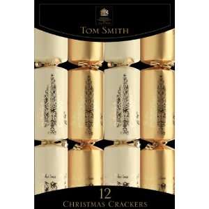  Christmas Crackers   Ornate Gold Cube Crackers   12 pack 