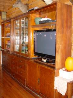 Rare Original Early General Store display cupboards w/ leaded glass 