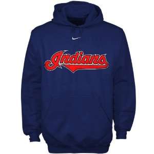  Nike Cleveland Indians Navy Blue Youth Tackle Twill Hoody 