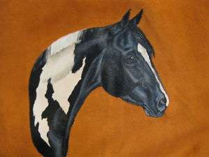 Paint Tobiano Black Horse Handpainted Ladies Blouse  