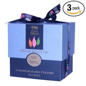 Eden Grove Black Tea Lemongrass, 16 Count Pyramid Tea Bags (Pack of 3 