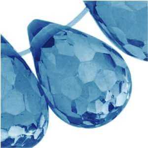 Cubic Zirconia CZ Briolettes Teardrop 4 x 6mm Dark Aqua Blue (6 Beads)